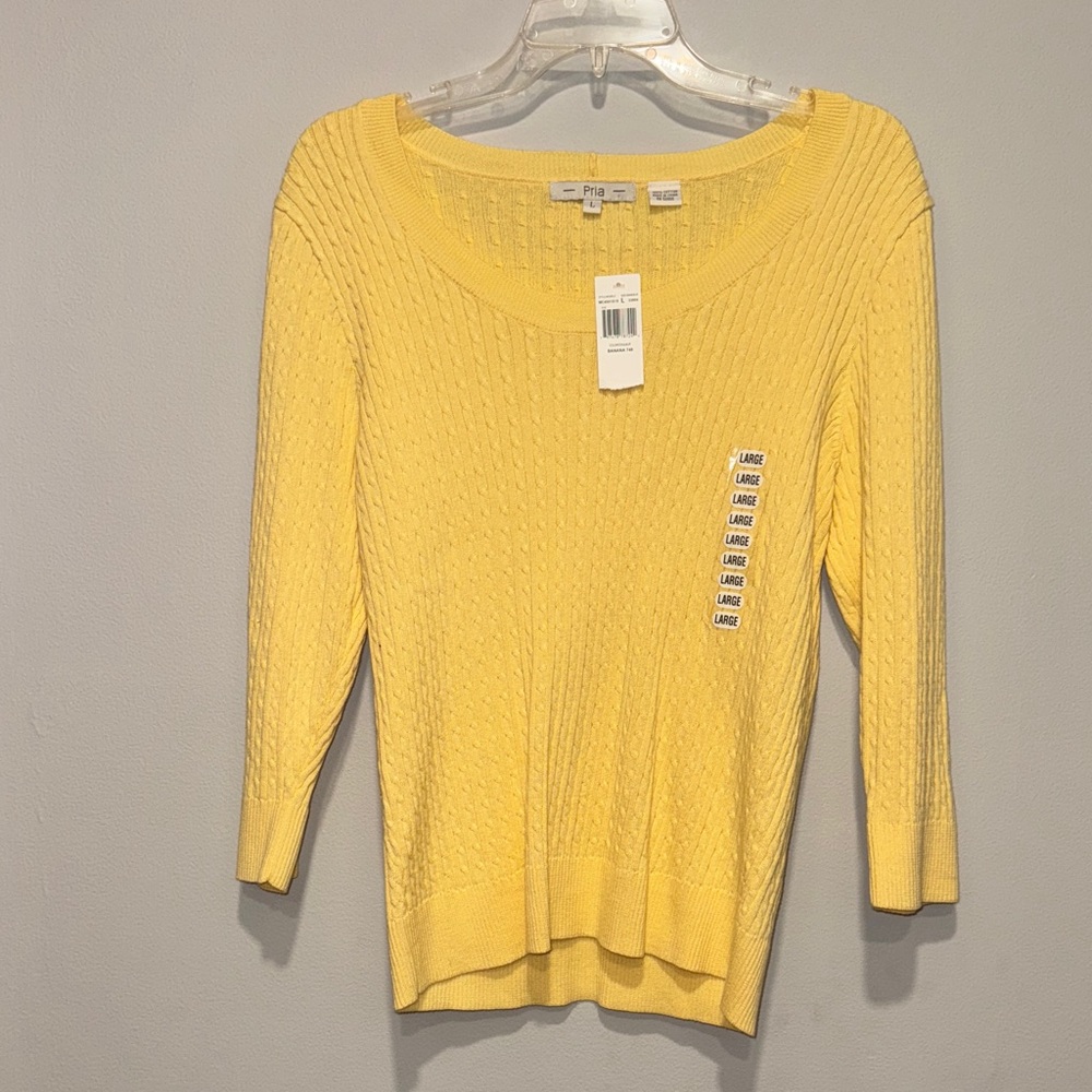 Pria L banana Yellow Crew Neck Sweater